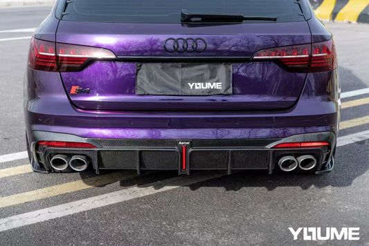 Audi S4 B9.5 2020-ON with Aftermarket Parts - Rear Diffuser & Canards V1 Style Pre-preg Carbon Fiber from Karbel Carbon