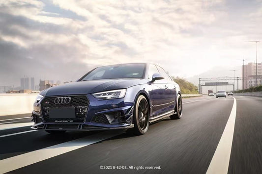 Audi S4 A4 B9 / B9.5 2017-ON with Aftermarket Parts - Side Skirts & Upper Side Skirt Trim Pre-preg Carbon Fiber from Karbel Carbon