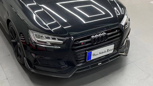 Audi S4 A4 S-line (with s-line bumper, does not fit base model) B9 2017 2018 with Aftermarket Parts - Front Lip Pre-preg Carbon Fiber from Karbel Carbon