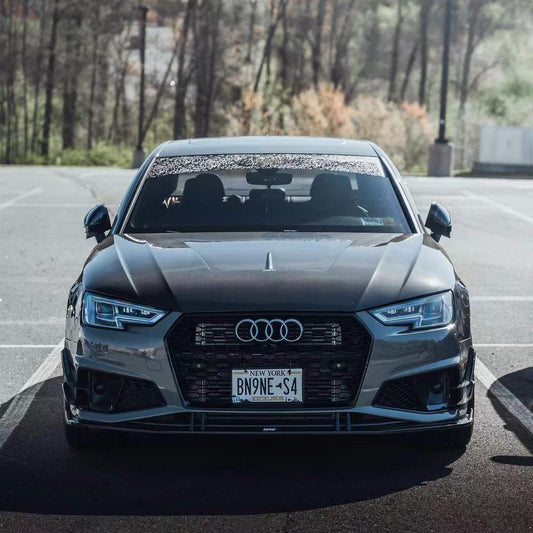 Audi S4 A4 S-line (with s-line bumper, does not fit base model) B9 2017 2018 with Aftermarket Parts - Front Lip Pre-preg Carbon Fiber from Karbel Carbon