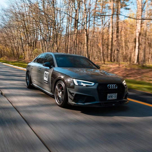 Audi S4 A4 S-line (with s-line bumper, does not fit base model) B9 2017 2018 with Aftermarket Parts - Front Lip Pre-preg Carbon Fiber from Karbel Carbon