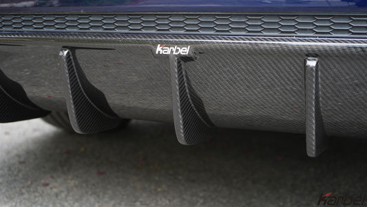 Audi S4 A4 (with S-line bumper, does not fit base model) B9 2017 2018 2019 with Aftermarket Parts - V1 (With LED Light) & V2 (Without LED Light) Style Rear Diffuser Pre-preg Carbon Fiber from Karbel Carbon