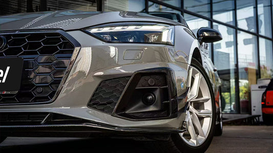 Audi S5 A5 (with S-bumper, does not base model) B9.5 2020 2021 2022 2023 2024 Early 2025 with Aftermarket Parts - V2 Style Front Lip Pre-preg Carbon Fiber from Karbel Carbon
