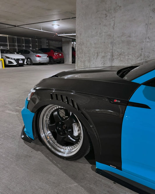 Audi S5 A5 B9 2017 2018 2019 with Aftermarket Parts - Front Fenders Pre-preg Carbon Fiber from Karbel Carbon
