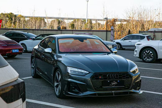 Audi S5 A5 (with s-line bumper, does not base model) B9.5 2020 2021 2022 2023 2024 with Aftermarket Parts - V2 Style Front Lip Pre-preg Carbon Fiber from Karbel Carbon