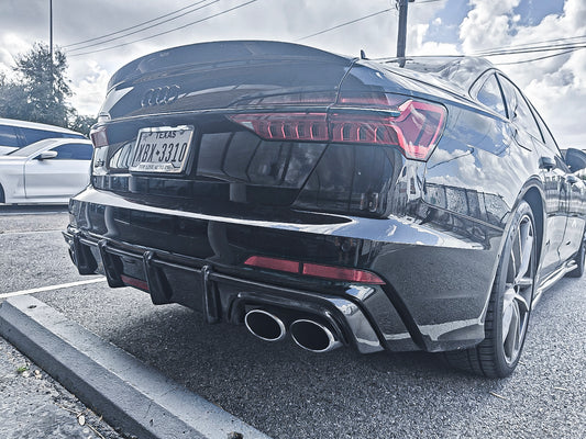 Audi S6 / A6 Avant / A6 S-line / A6 C8 2019 2020 2021 2022 2023 2024 with Aftermarket Parts - Rear Diffuser Pre-preg Carbon Fiber from Karbel Carbon