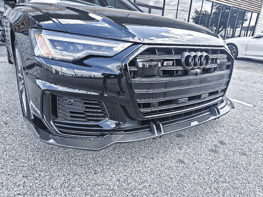 Audi S6 / A6 Avant / A6 (with S-line bumper, does not fit base model) C8 2019 2020 2021 2022 2023 2024 with Aftermarket Parts - Front Lip Pre-preg Carbon Fiber from Karbel Carbon