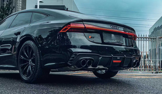 Audi S7 A7 (with s-line bumper) C8 2019-ON with Aftermarket Parts - V1 Style Rear Diffuser Pre-preg Carbon Fiber from Karbel Carbon