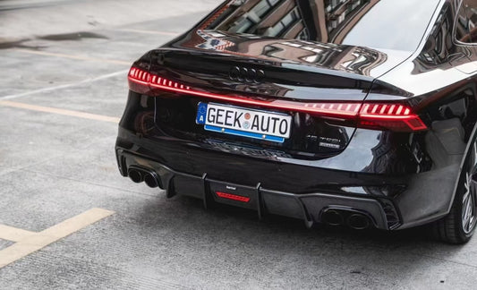 Audi S7 A7 (with s-line bumper) C8 2019-ON with Aftermarket Parts - V1 Style Rear Diffuser Pre-preg Carbon Fiber from Karbel Carbon