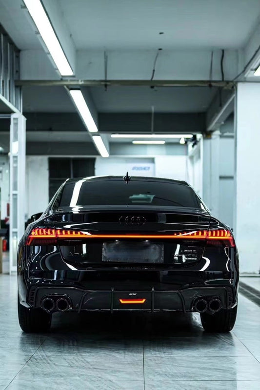 Audi S7 A7 (with s-line bumper) C8 2019-ON with Aftermarket Parts - V1 Style Rear Diffuser Pre-preg Carbon Fiber from Karbel Carbon