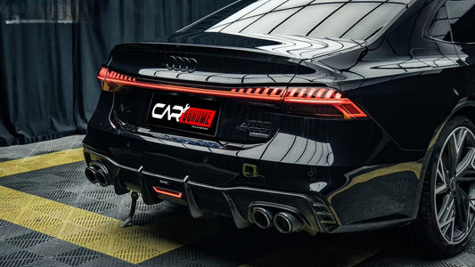Audi S7 A7 (with s-line bumper) C8 2019-ON with Aftermarket Parts - V1 Style Rear Diffuser Pre-preg Carbon Fiber from Karbel Carbon