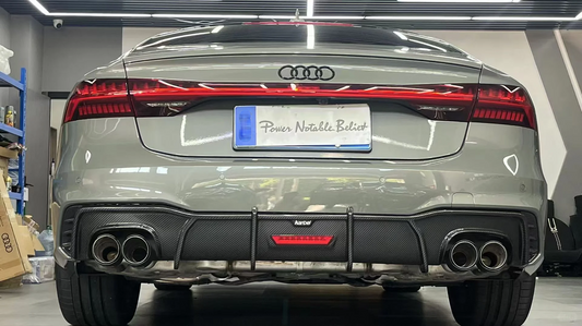 Audi S7 A7 (with s-line bumper) C8 2019-ON with Aftermarket Parts - V1 Style Rear Diffuser Pre-preg Carbon Fiber from Karbel Carbon