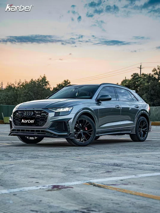 Audi SQ8 Q8 (with s-line bumper) Pre-facelift 2019 2020 2021 2022 2023 with Aftermarket Parts - Front Lip Pre-preg Carbon Fiber from Karbel Carbon