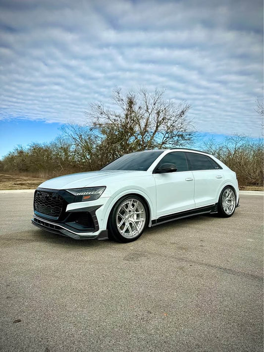 Audi SQ8 Q8 (with s-line bumper) Pre-facelift 2019 2020 2021 2022 2023 with Aftermarket Parts - Upper Valences Pre-preg Carbon Fiber from Karbel Carbon