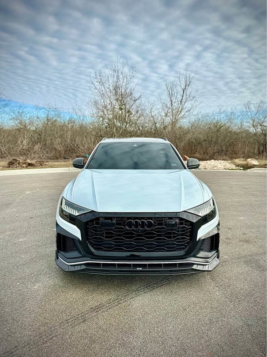 Audi SQ8 Q8 (with s-line bumper) Pre-facelift 2019 2020 2021 2022 2023 with Aftermarket Parts - Front Lip Pre-preg Carbon Fiber from Karbel Carbon