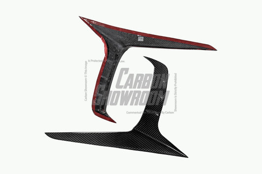 Audi SQ8 Q8 (with s-line bumper) Pre-facelift 2019 2020 2021 2022 2023 with Aftermarket Parts - Upper Valences Pre-preg Carbon Fiber from Karbel Carbon