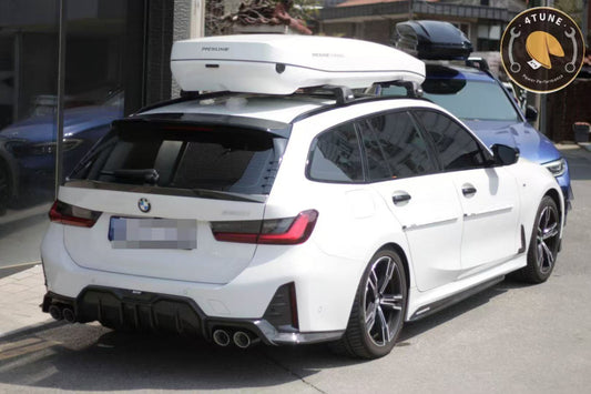 BMW 3 Series 330i (with M-package bumper, does not fit base model) M340i G20 G21 LCI 2023-ON with Aftermarket Parts - Rear Diffuser & Canards Pre-preg Carbon Fiber from Karbel Carbon