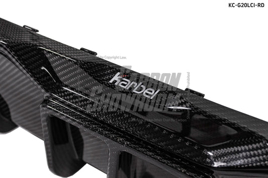 BMW 3 Series 330i (with M-package bumper, does not fit base model) M340i G20 G21 LCI 2023-ON with Aftermarket Parts - Rear Diffuser & Canards Pre-preg Carbon Fiber from Karbel Carbon