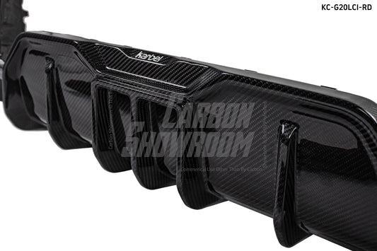 BMW 3 Series 330i (with M-package bumper, does not fit base model) M340i G20 G21 LCI 2023-ON with Aftermarket Parts - Rear Diffuser & Canards Pre-preg Carbon Fiber from Karbel Carbon