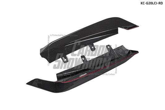 BMW 3 Series 330i (with M-package bumper, does not fit base model) M340i G20 G21 LCI 2023-ON with Aftermarket Parts - Rear Diffuser & Canards Pre-preg Carbon Fiber from Karbel Carbon