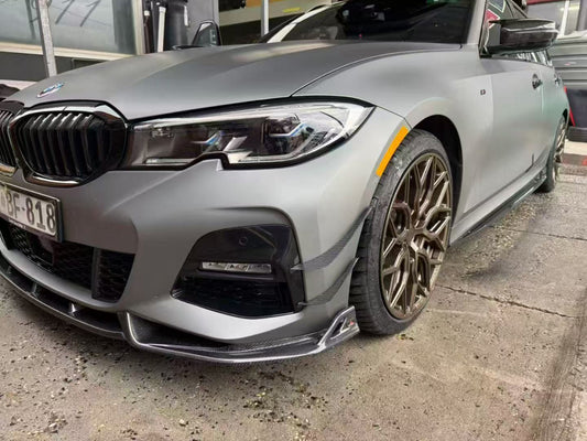 BMW 3 Series 330i (with M-package bumper, does not fit base model) M340i G20 G21 Pre-LCI 2019-2022 with Aftermarket Parts - Front Canards Pre-preg Carbon Fiber from Karbel Carbon