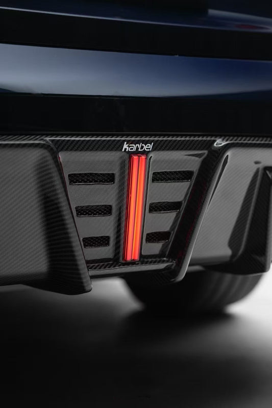 BMW 3 Series 330i (with M-package bumper, does not fit base model) M340i G20 G21 LCI 2023 2024 with Aftermarket Parts - V2 Style Diffuser & Canards Pre-preg Carbon Fiber from Karbel Carbon