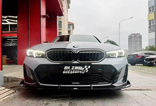 BMW 3 Series 330i (with M-package bumper, does not fit base model) M340i G20 G21 LCI 2023 2024 with Aftermarket Parts - V2 Style Front Lip Pre-preg Carbon Fiber from Karbel Carbon