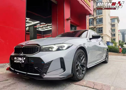 BMW 3 Series 330i (with M-package bumper, does not fit base model) M340i G20 G21 LCI 2023 2024 with Aftermarket Parts - V2 Style Front Lip Pre-preg Carbon Fiber from Karbel Carbon