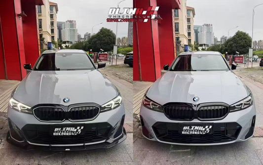 BMW 3 Series 330i (with M-package bumper, does not fit base model) M340i G20 G21 LCI 2023 2024 with Aftermarket Parts - V2 Style Front Lip Pre-preg Carbon Fiber from Karbel Carbon