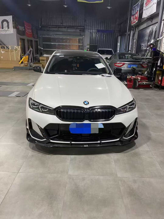 BMW 3 Series 330i (with M-package bumper, does not fit base model) M340i G20 G21 LCI 2023 2024 with Aftermarket Parts - V2 Style Front Lip Pre-preg Carbon Fiber from Karbel Carbon