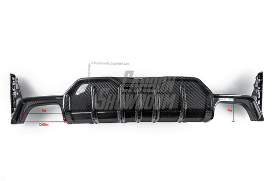 BMW 3 Series 330i (with M-package bumper, does not fit base model) M340i G20 G21 LCI 2023-ON with Aftermarket Parts - Rear Diffuser & Canards Pre-preg Carbon Fiber from Karbel Carbon