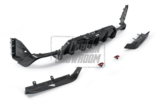 BMW 3 Series 330i (with M-package bumper, does not fit base model) M340i G20 G21 LCI 2023-ON with Aftermarket Parts - Rear Diffuser & Canards Pre-preg Carbon Fiber from Karbel Carbon