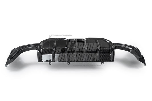BMW 3 Series 330i (with M-package bumper, does not fit base model) M340i G20 G21 LCI 2023-ON with Aftermarket Parts - Rear Diffuser & Canards Pre-preg Carbon Fiber from Karbel Carbon