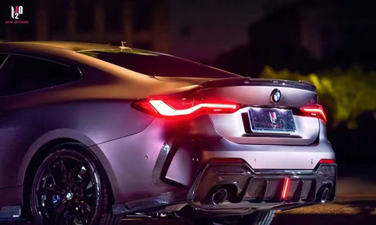 BMW 4 Series 430i M440i G22 G23 2020-ON with Aftermarket Parts - Rear Diffuser & Canards Pre-preg Carbon Fiber from Karbel Carbon