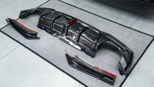 BMW 4 Series 430i M440i G22 G23 2020-ON with Aftermarket Parts - Rear Diffuser & Canards Pre-preg Carbon Fiber from Karbel Carbon