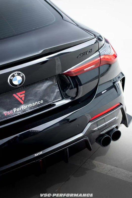 BMW 4 series 430i M440i G22 G23 2020-ON with Aftermarket Parts - Rear Diffuser & Canards Pre-preg Carbon Fiber from Karbel Carbon