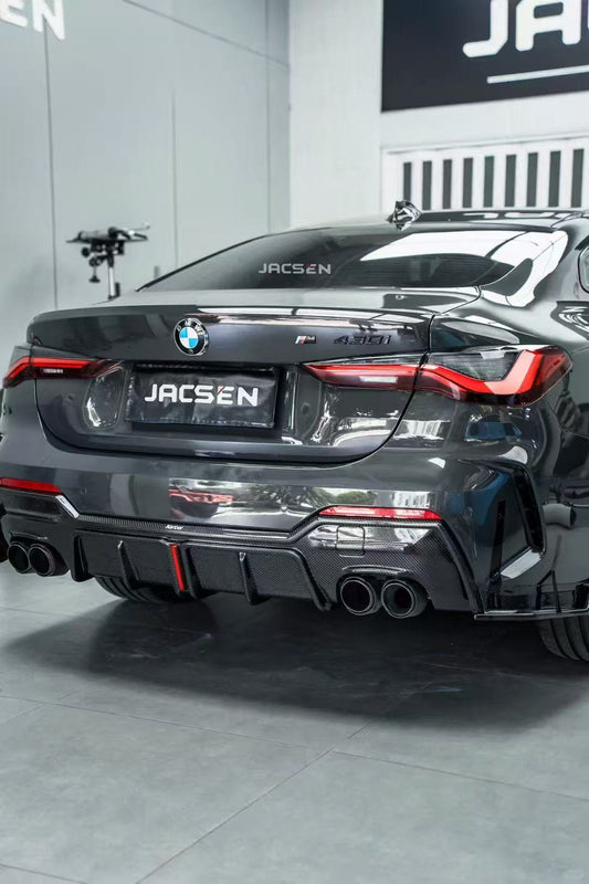 BMW 4 Series 430i M440i G22 G23 2020-ON with Aftermarket Parts - Rear Diffuser & Canards Pre-preg Carbon Fiber from Karbel Carbon