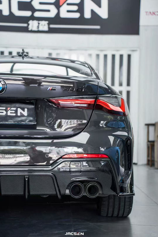BMW 4 Series 430i M440i G22 G23 2020-ON with Aftermarket Parts - Rear Diffuser & Canards Pre-preg Carbon Fiber from Karbel Carbon