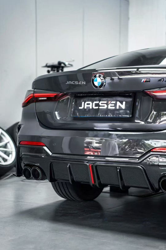 BMW 4 Series 430i M440i G22 G23 2020-ON with Aftermarket Parts - Rear Diffuser & Canards Pre-preg Carbon Fiber from Karbel Carbon