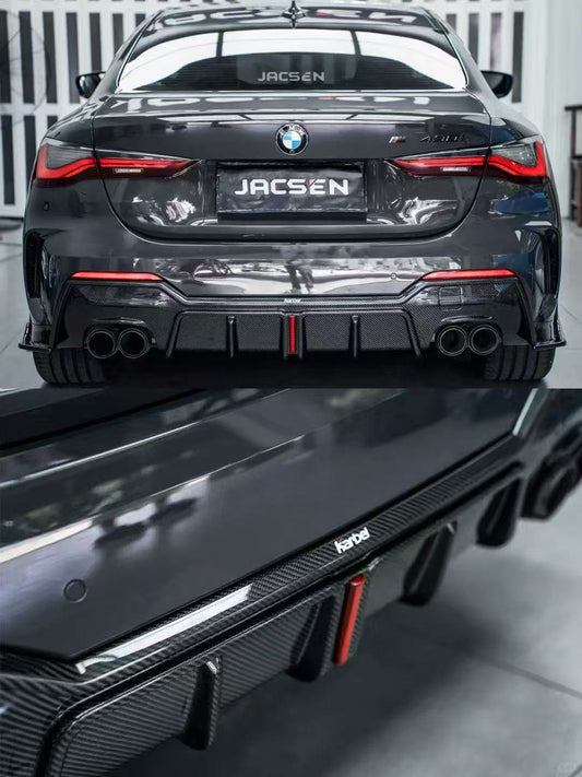 BMW 4 Series 430i M440i G22 G23 2020-ON with Aftermarket Parts - Rear Diffuser & Canards Pre-preg Carbon Fiber from Karbel Carbon