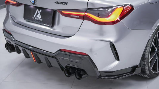 BMW 4 series 430i M440i G22 G23 2020-ON with Aftermarket Parts - Rear Diffuser & Canards Pre-preg Carbon Fiber from Karbel Carbon