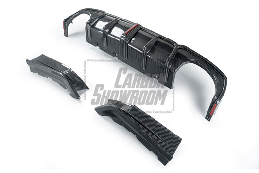 BMW 4 Series Gran Coupe M440i 430i (with M-package bumper, does not fit base model) G26 2022-ON with Aftermarket Parts - Rear Diffuser & Canards Pre-preg Carbon Fiber from Karbel Carbon