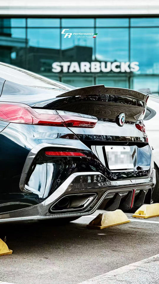 BMW 8 Series M850 840 (With M-Package Bumper) G16 2018 2019 2020 2021 2022 2023 2024 with Aftermarket Parts - Rear Diffuser Pre-preg Carbon Fiber from Karbel Carbon