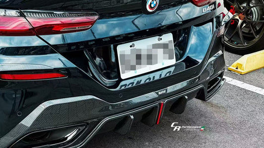 BMW 8 Series M850 840 (With M-Package Bumper) G16 2018 2019 2020 2021 2022 2023 2024 with Aftermarket Parts - Rear Diffuser Pre-preg Carbon Fiber from Karbel Carbon