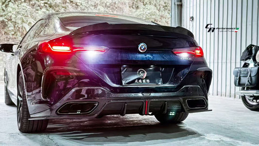 BMW 8 Series M850 840 (With M-Package Bumper) G16 2018 2019 2020 2021 2022 2023 2024 with Aftermarket Parts - Rear Diffuser Pre-preg Carbon Fiber from Karbel Carbon