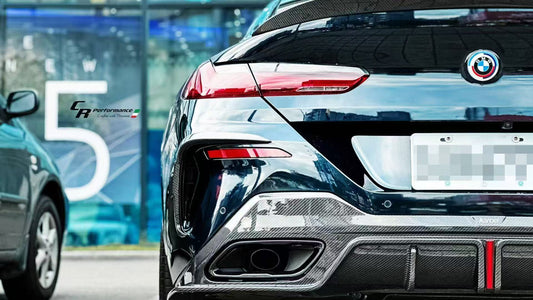 BMW 8 Series M850 840 (With M-Package Bumper) G16 2018 2019 2020 2021 2022 2023 2024 with Aftermarket Parts - Rear Diffuser Pre-preg Carbon Fiber from Karbel Carbon