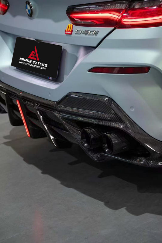 BMW 8 Series M850i 840i (With M-Package Bumper) G14 G15 G16 2018 2019 2020 2021 2022 2023 2024 with Aftermarket Parts - AE Style Front Canards Carbon Fiber from ArmorExtend