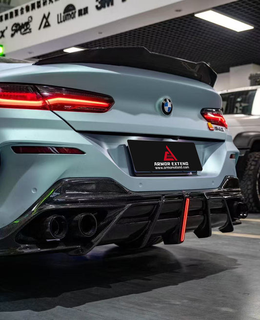 BMW 8 Series M850i 840i (With M-Package Bumper) G14 G15 G16 2018 2019 2020 2021 2022 2023 2024 with Aftermarket Parts - AE Style Front Canards Carbon Fiber from ArmorExtend