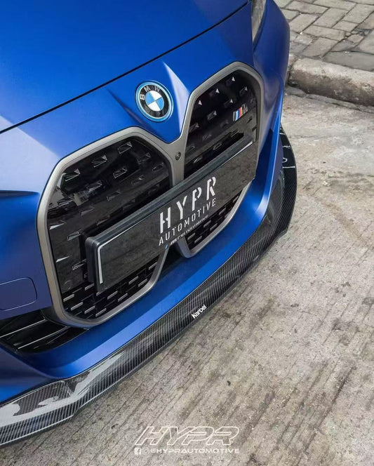 BMW I4 M50 / e Drive 40 (with M-package bumper, does not fit base model) G26 2022-ON & 4 Series Gran Coupe M440i 430i (with M-package bumper, does not fit base model) G26 2022-ON with Aftermarket Parts - Front Lip Pre-preg Carbon Fiber from Karbel Carbon