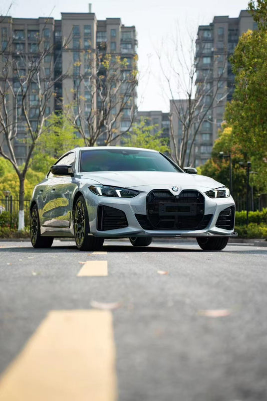 BMW I4 M50 / e Drive 40 (with M-package bumper, does not fit base model) G26 2022-ON & 4 Series Gran Coupe M440i 430i (with M-package bumper, does not fit base model) G26 2022-ON with Aftermarket Parts - Front Lip Pre-preg Carbon Fiber from Karbel Carbon